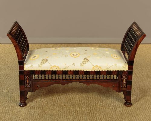 SYRIAN PEARL INLAID WINDOW SEAT C1920 - ADDITIONAL PHOTO 1