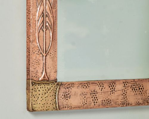 ARTS CRAFTS REPOUSS COPPER WALL MIRROR C1900 - ADDITIONAL PHOTO 6