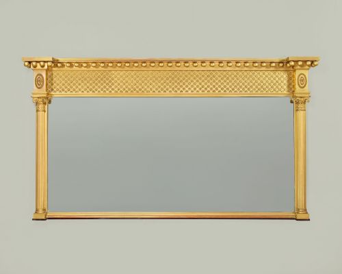 LARGE GILDED OVERMANTLE MIRROR C1905