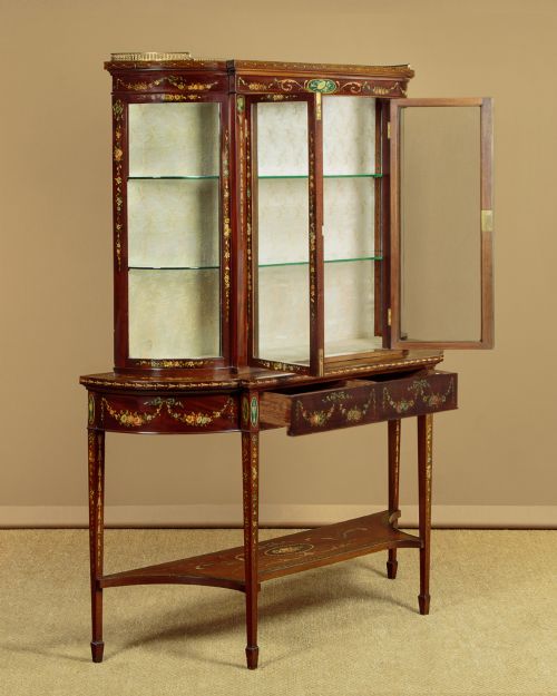 ADAMS STYLE PAINTED DISPLAY CABINET BY JEWELL OF HOLBORN C1905 - ADDITIONAL PHOTO 2