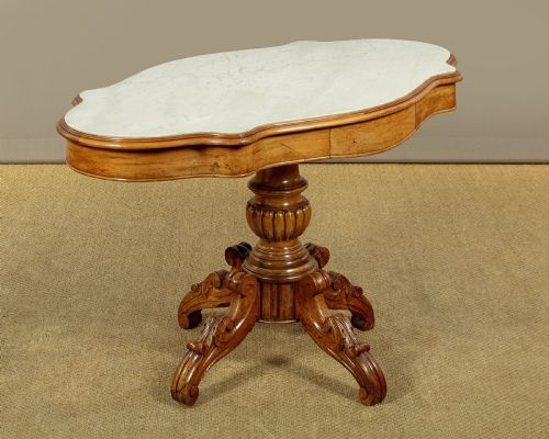 MARBLE TOP WALNUT CENTRE TABLE C1860 - ADDITIONAL PHOTO 2