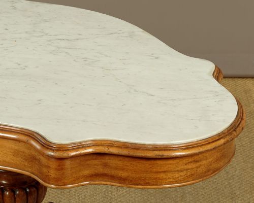 MARBLE TOP WALNUT CENTRE TABLE C1860 - ADDITIONAL PHOTO 5