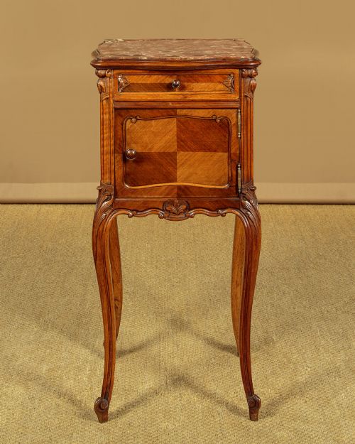 WALNUT MARBLE TOP BEDSIDE CABINETS C1910 - ADDITIONAL PHOTO 1
