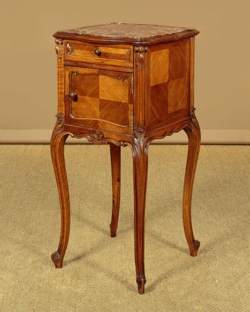 WALNUT MARBLE TOP BEDSIDE CABINETS C1910 - ADDITIONAL PHOTO 2