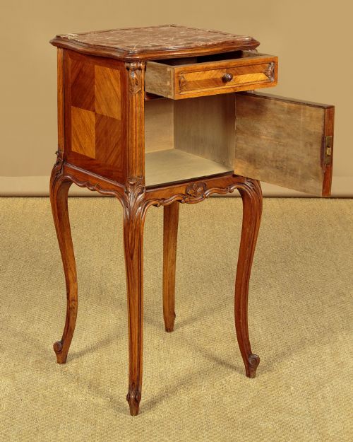 WALNUT MARBLE TOP BEDSIDE CABINETS C1910 - ADDITIONAL PHOTO 3