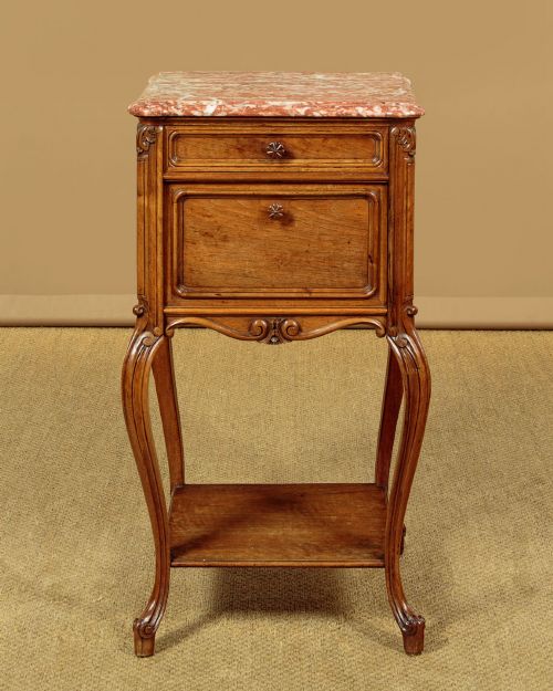 WALNUT MARBLE TOP BEDSIDE CABINETS C1910 - ADDITIONAL PHOTO 4
