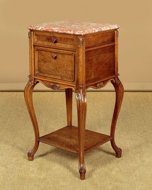 WALNUT MARBLE TOP BEDSIDE CABINETS C1910 - ADDITIONAL PHOTO 5