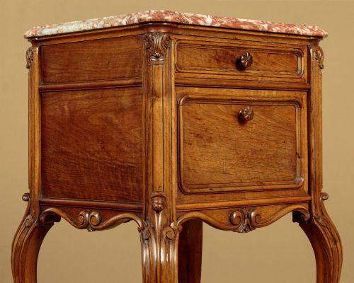 WALNUT MARBLE TOP BEDSIDE CABINETS C1910 - ADDITIONAL PHOTO 10