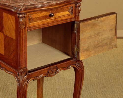 WALNUT MARBLE TOP BEDSIDE CABINETS C1910 - ADDITIONAL PHOTO 11