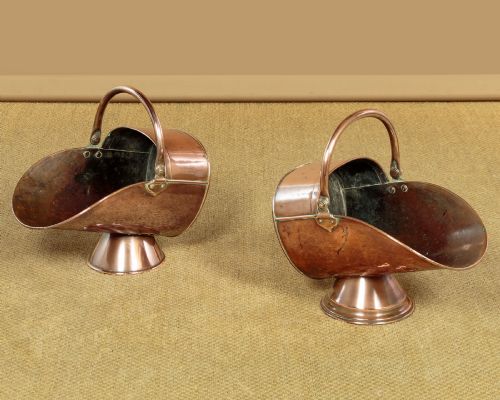 PAIR OF COPPER COAL SCUTTLES C1880 - ADDITIONAL PHOTO 1