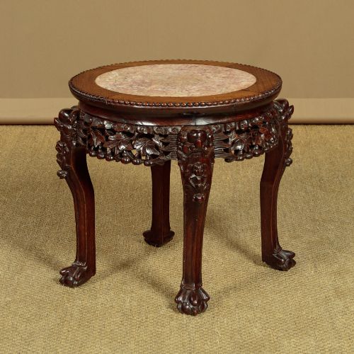 LOW CHINESE MARBLE TOP SIDE TABLE C1900