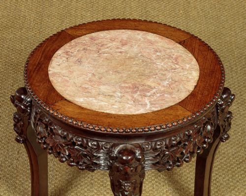 LOW CHINESE MARBLE TOP SIDE TABLE C1900 - ADDITIONAL PHOTO 3