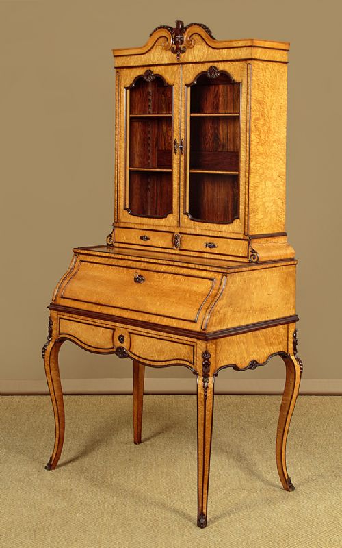 Birdseye Maple Bureau Bookcase c.1890 View II