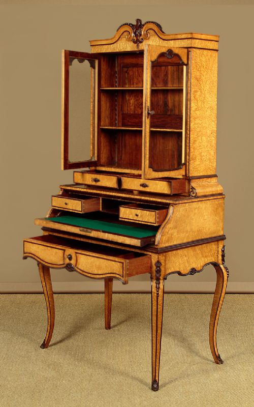Birdseye Maple Bureau Bookcase c.1890 View III