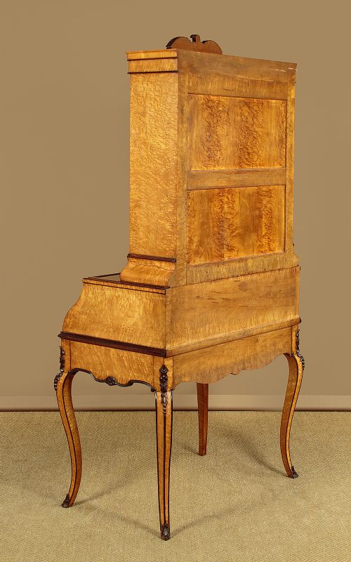 Birdseye Maple Bureau Bookcase c.1890 View XII