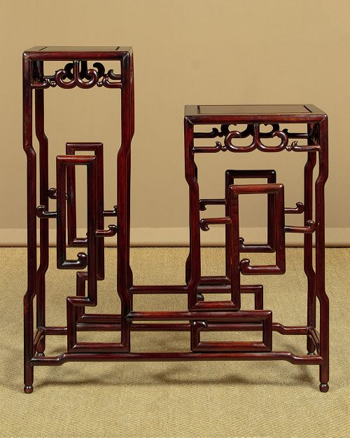 Pair of Chinese Two Tier Stands c.1930 View IV
