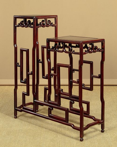 Pair of Chinese Two Tier Stands c.1930 View V