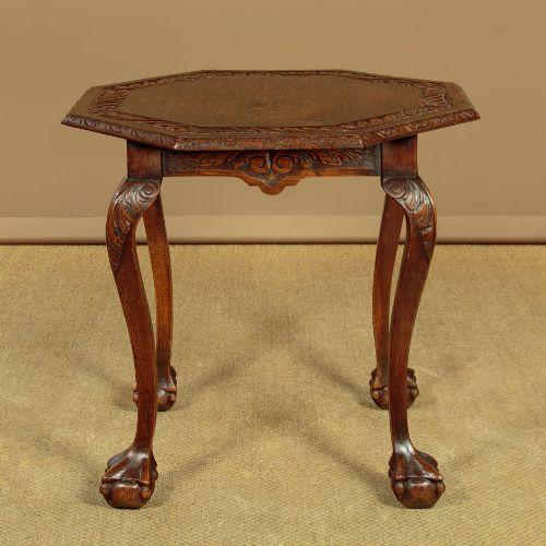 CARVED OAK SIDE TABLE C1910 - ADDITIONAL PHOTO 2