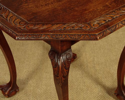 CARVED OAK SIDE TABLE C1910 - ADDITIONAL PHOTO 5