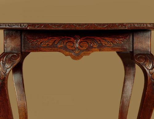 CARVED OAK SIDE TABLE C1910 - ADDITIONAL PHOTO 6