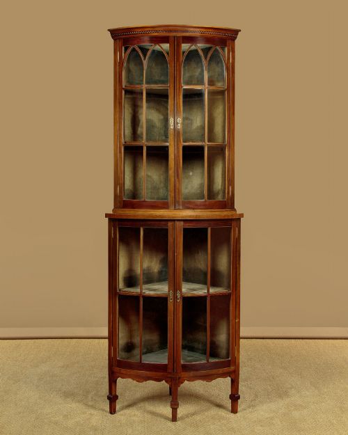 BOW FRONT CORNER DISPLAY CABINET C1930