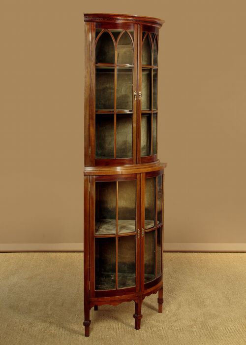 BOW FRONT CORNER DISPLAY CABINET C1930 - ADDITIONAL PHOTO 2