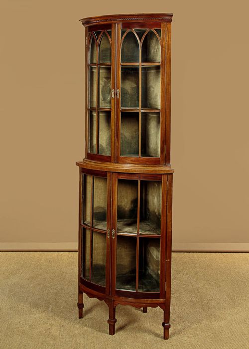 BOW FRONT CORNER DISPLAY CABINET C1930 - ADDITIONAL PHOTO 3
