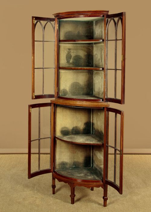 BOW FRONT CORNER DISPLAY CABINET C1930 - ADDITIONAL PHOTO 4