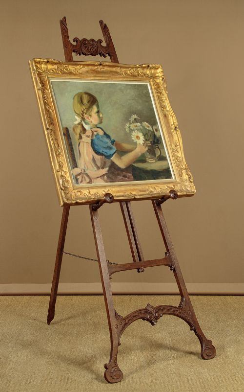 CARVED OAK DISPLAY EASEL C1910 - ADDITIONAL PHOTO 1