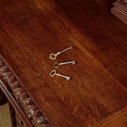 CARVED OAK KNEEHOLE DESK C1880 - ADDITIONAL PHOTO 7