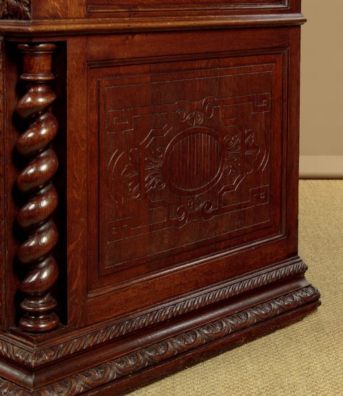 CARVED OAK KNEEHOLE DESK C1880 - ADDITIONAL PHOTO 12