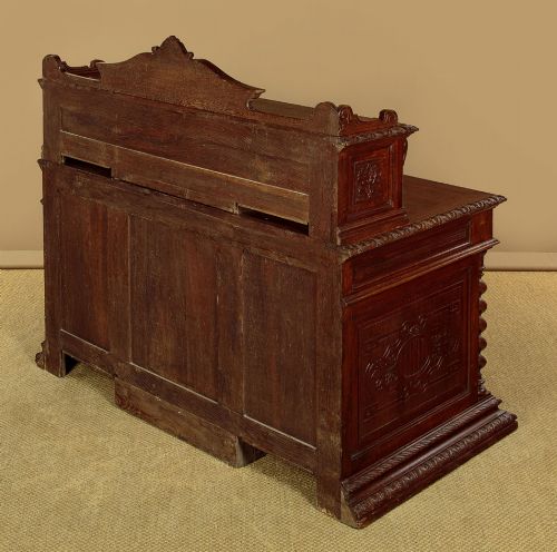 CARVED OAK KNEEHOLE DESK C1880 - ADDITIONAL PHOTO 13