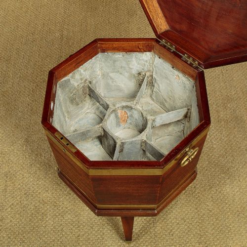 GEORGIAN MAHOGANY BRASS BOUND CELLARETTE C1800 - ADDITIONAL PHOTO 3