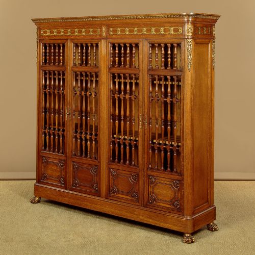 GILT MOUNTED OAK SPINDLE FRONT BOOKCASE C1900 - ADDITIONAL PHOTO 2