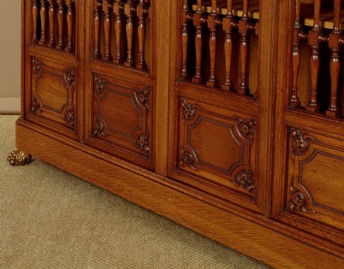 GILT MOUNTED OAK SPINDLE FRONT BOOKCASE C1900 - ADDITIONAL PHOTO 9