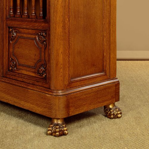 GILT MOUNTED OAK SPINDLE FRONT BOOKCASE C1900 - ADDITIONAL PHOTO 11