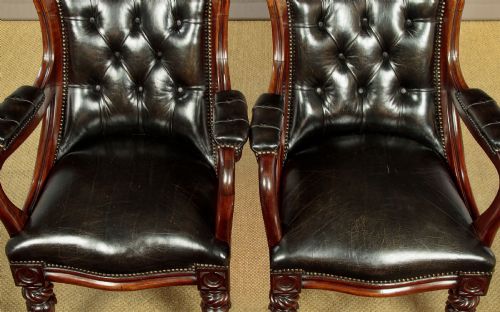 PAIR OF MAHOGANY LEATHER LIBRARY CHAIRS C1830 - ADDITIONAL PHOTO 8
