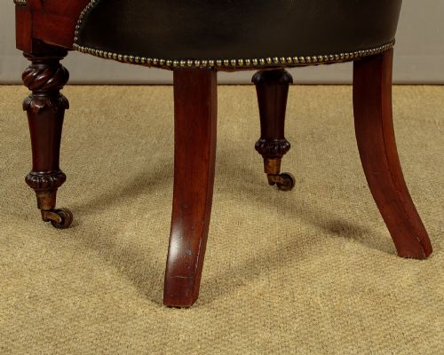 PAIR OF MAHOGANY LEATHER LIBRARY CHAIRS C1830 - ADDITIONAL PHOTO 12