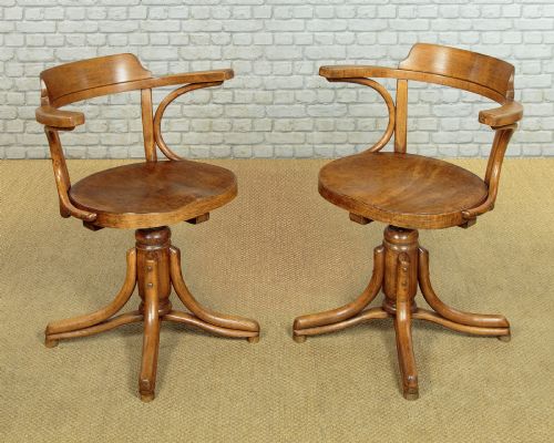 PAIR OF ADJUSTABLE BENTWOOD DESK CHAIRS BY THONET C1910