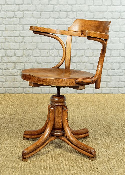 PAIR OF ADJUSTABLE BENTWOOD DESK CHAIRS BY THONET C1910 - ADDITIONAL PHOTO 1