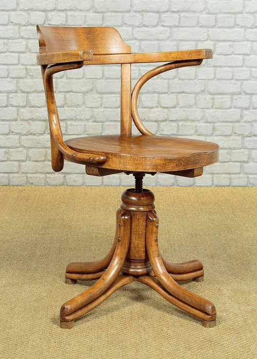 PAIR OF ADJUSTABLE BENTWOOD DESK CHAIRS BY THONET C1910 - ADDITIONAL PHOTO 2