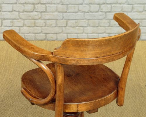 PAIR OF ADJUSTABLE BENTWOOD DESK CHAIRS BY THONET C1910 - ADDITIONAL PHOTO 4