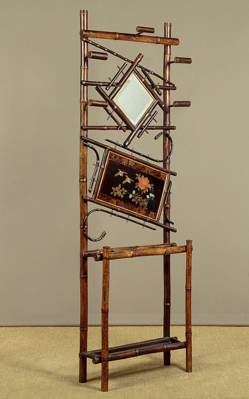SMALL AESTHETIC MOVEMENT BAMBOO HALL STAND C1890