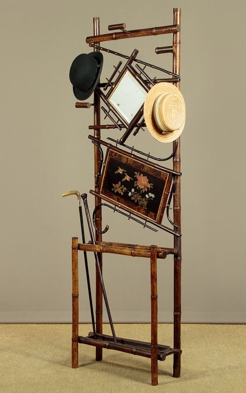 SMALL AESTHETIC MOVEMENT BAMBOO HALL STAND C1890 - ADDITIONAL PHOTO 1