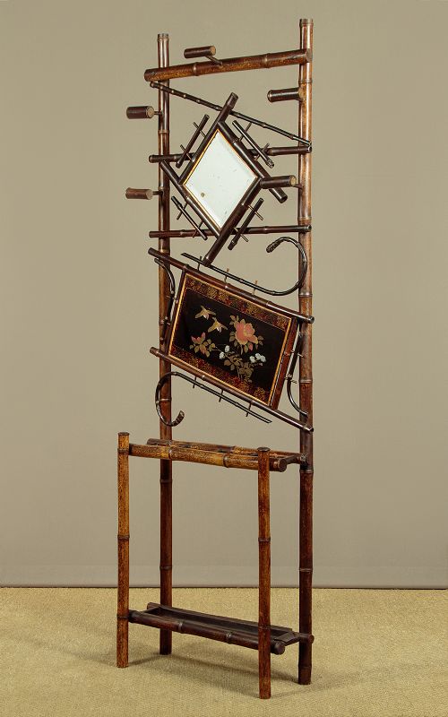 SMALL AESTHETIC MOVEMENT BAMBOO HALL STAND C1890 - ADDITIONAL PHOTO 2