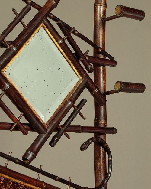 SMALL AESTHETIC MOVEMENT BAMBOO HALL STAND C1890 - ADDITIONAL PHOTO 4