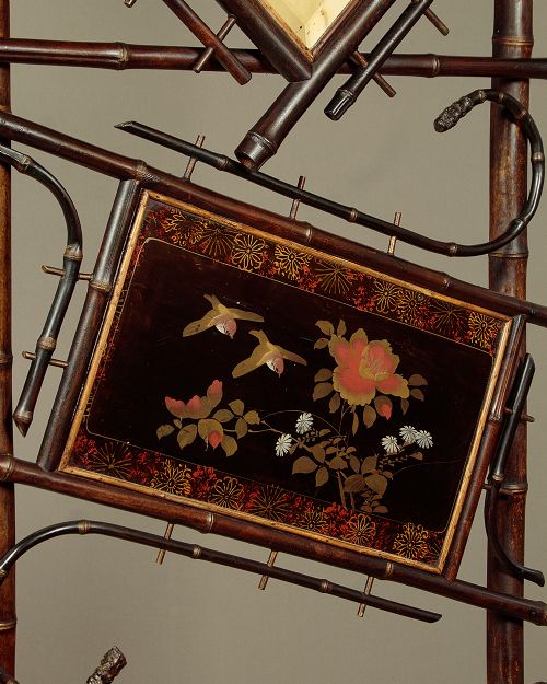 SMALL AESTHETIC MOVEMENT BAMBOO HALL STAND C1890 - ADDITIONAL PHOTO 5