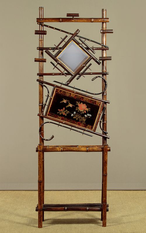 SMALL AESTHETIC MOVEMENT BAMBOO HALL STAND C1890 - ADDITIONAL PHOTO 7