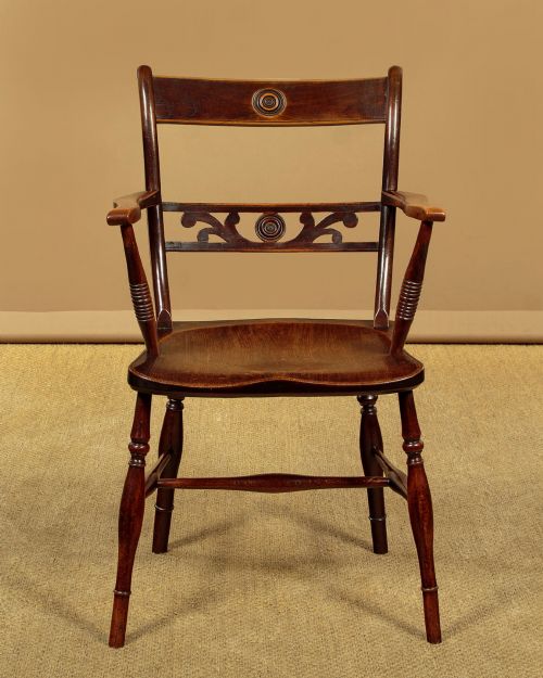 OXFORD BAR BACK WINDSOR ARMCHAIR C1860 - ADDITIONAL PHOTO 1