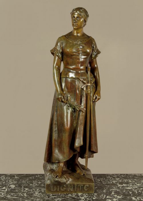 SPELTER FIGURE OF A WOMAN 'DIGNITE' BY CHARLES PERRON C1910 - ADDITIONAL PHOTO 2